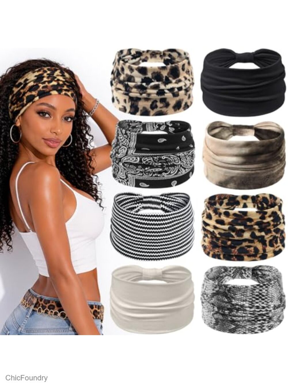 Wide Knotted Headbands for Women Non Slip Moisture Wicking Workout Yoga 8 Pack